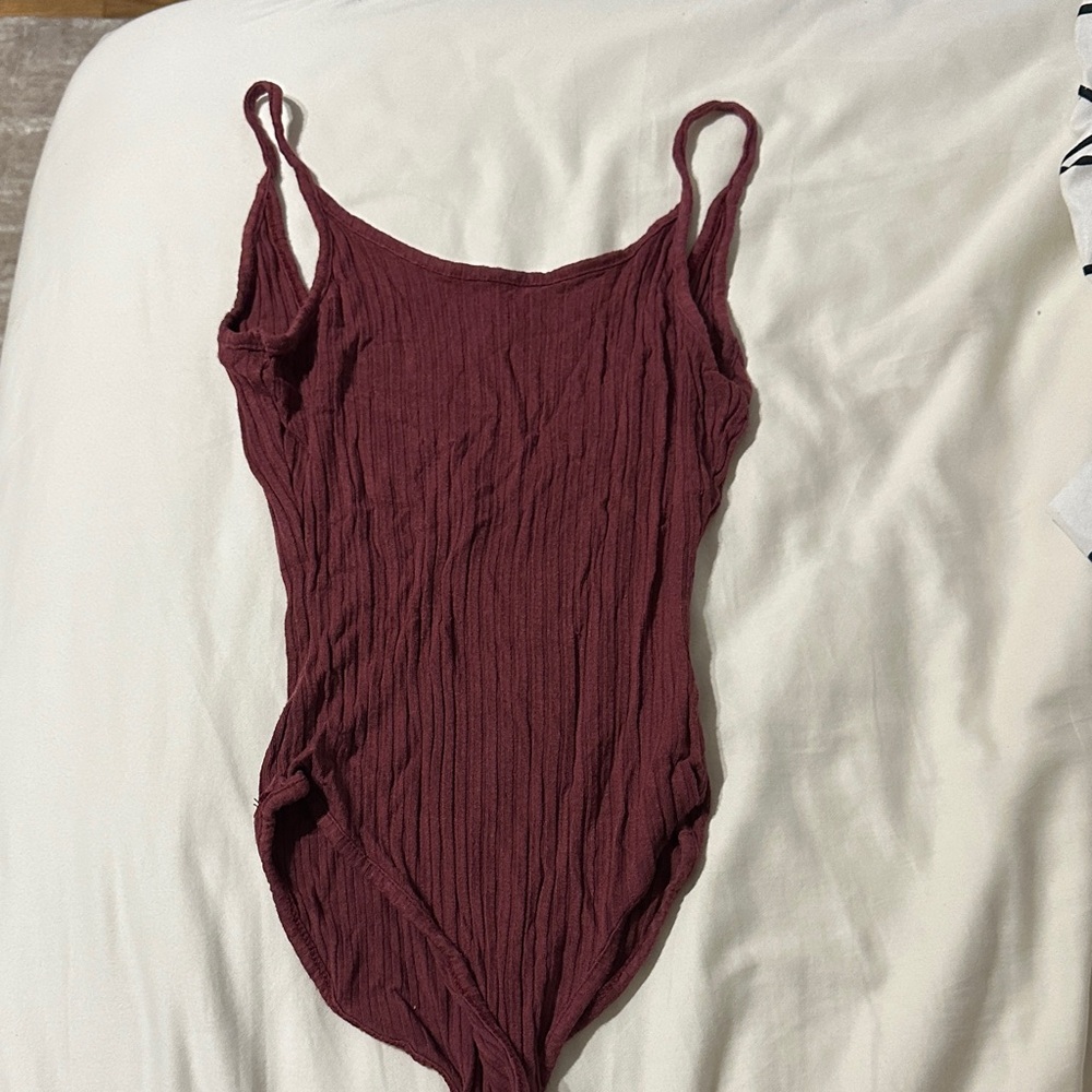 Urban Outfitters Maroon Ribbed bodysuit